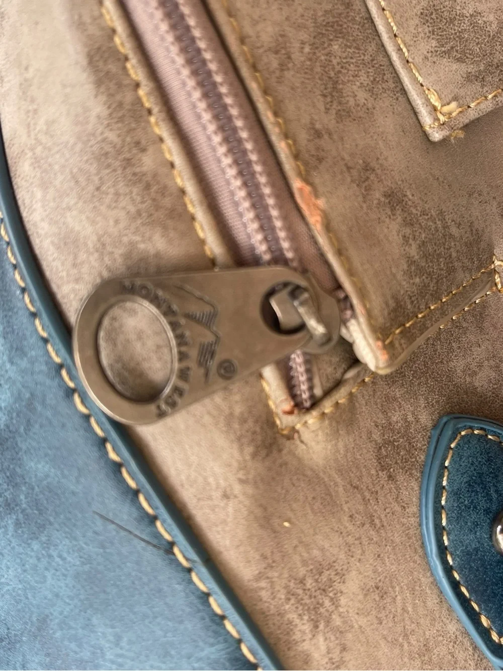 NWOT Montana West Turquoise Tooled Faux Leather Studded Western Tote Handbag